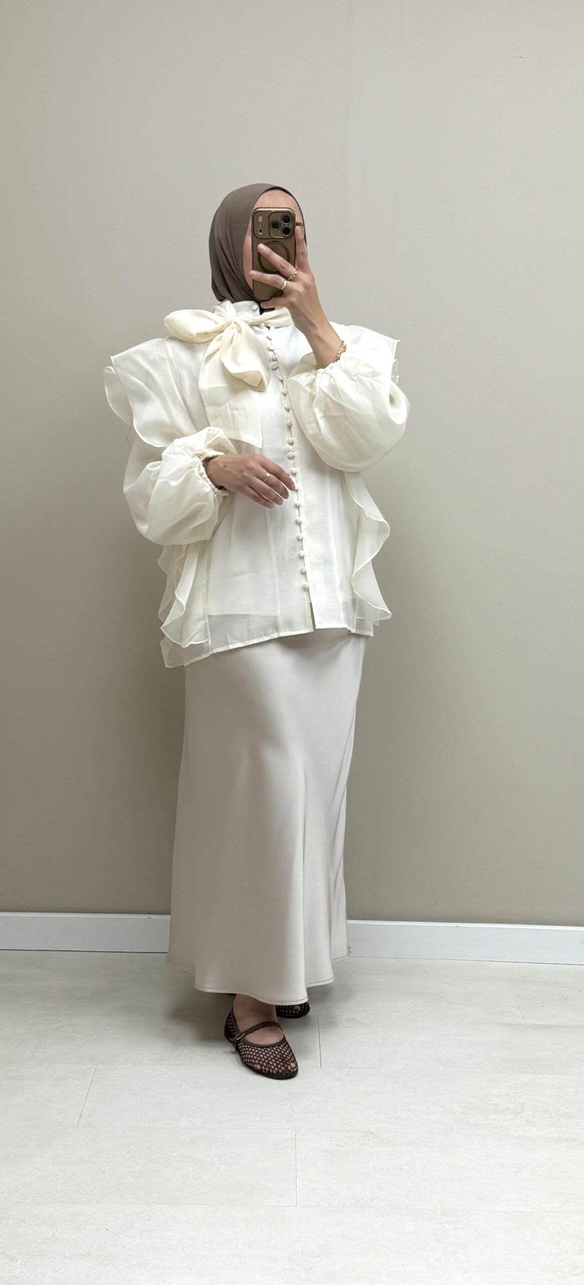 Satin rok beige